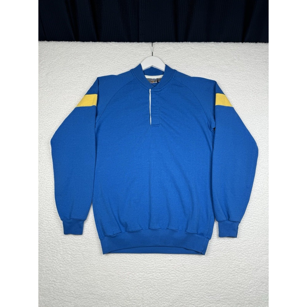 Vintage 90s Sundays Sweatshirt Henley Blue Yellow - Men's Medium